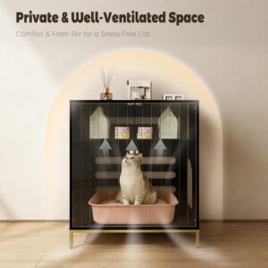 Alternative view of Convend Stylish Cat Litter Box Enclosure with Storage, Hidden Litter Box Furniture with Tall Legs, Right-Side Entrance, and Dual Use as End Table for Living Room, 27.6" L x 19.8" W x 31.5" H,Black