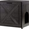 Dwanton Cat Litter Box Furniture Hidden, Cat Litter Box Enclosure, Reversible Entrance Can Be on Left or Right Side, Indoor Cabinet, Wooden Washroom, End Table, Nightstand, Dark Gray, 23.6" L