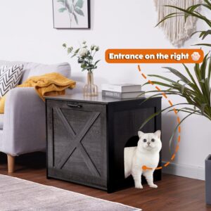 Alternative view of Dwanton Cat Litter Box Furniture Hidden, Cat Litter Box Enclosure, Reversible Entrance Can Be on Left or Right Side, Indoor Cabinet, Wooden Washroom, End Table, Nightstand, Dark Gray, 23.6" L